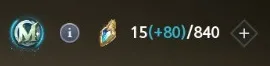 The Odyle counter at the top of the Expedition window: 15 (+80)/840