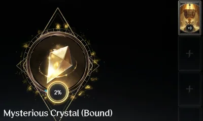 The extraction gauge after one Common Chalice: 2% of a Mysterious Crystal