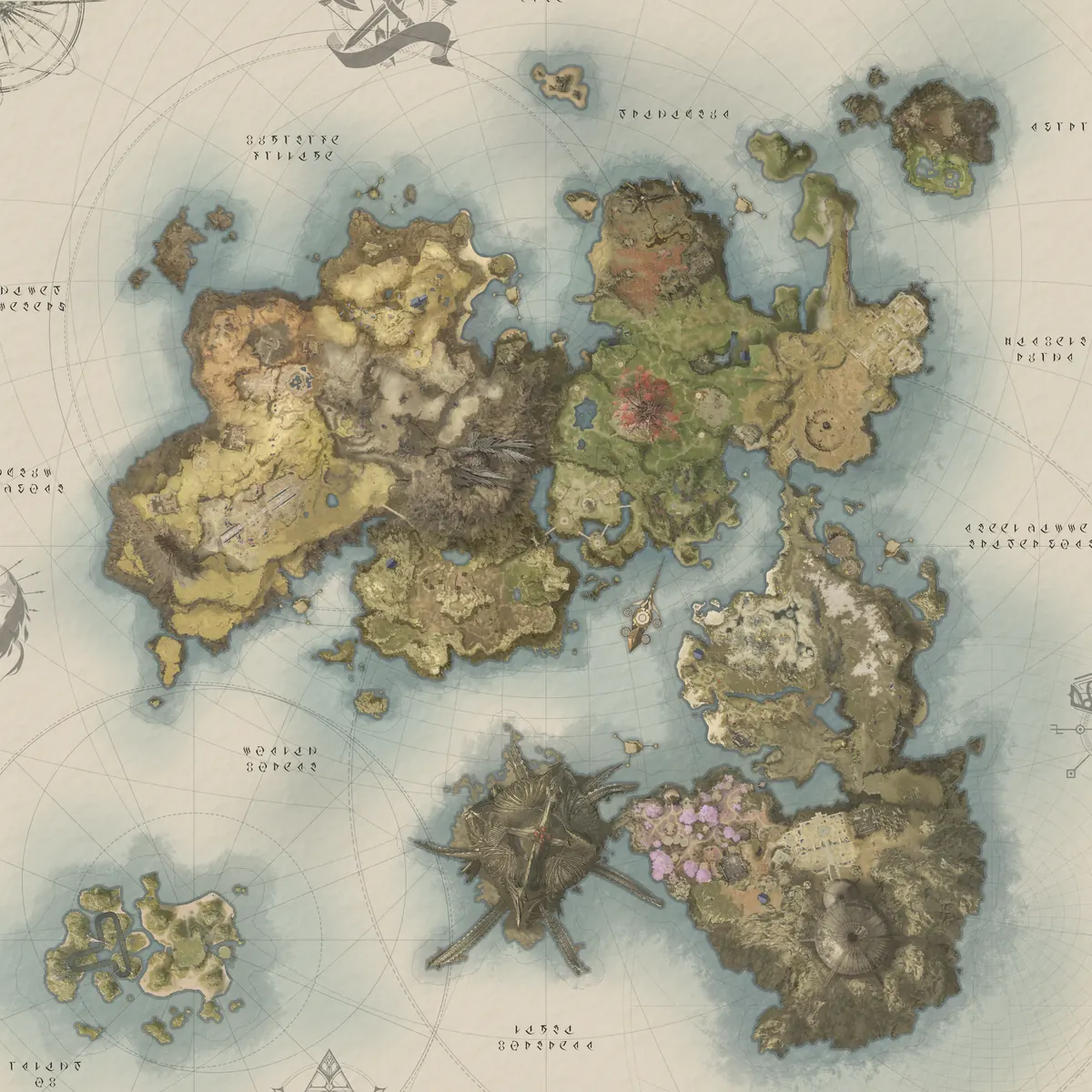 Aion 2 Altgard map with all 560 feather locations; the 187 on the leveling route in gold